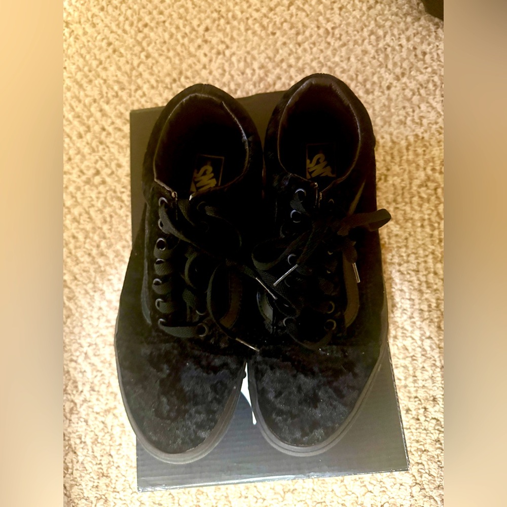 Vans Black Velvet Sneakers - Size 9